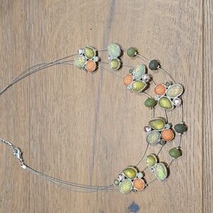 Adjustable Peach, Opal and soft green necklace